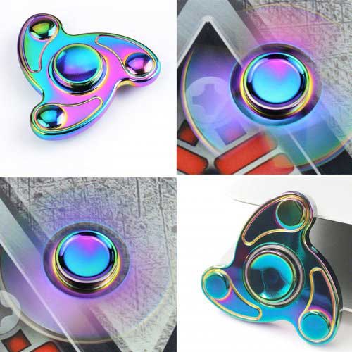 اسپینر سه پره فلزی رنگین کمانی Fidget Spinner Metal Rainbow