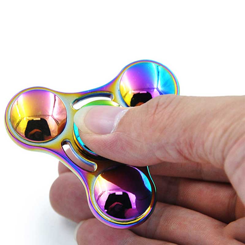 اسپینر فلزی سه پره ای رنگین کمانی طرح دایره ای Fidget Spinner Metal Rainbow Circle