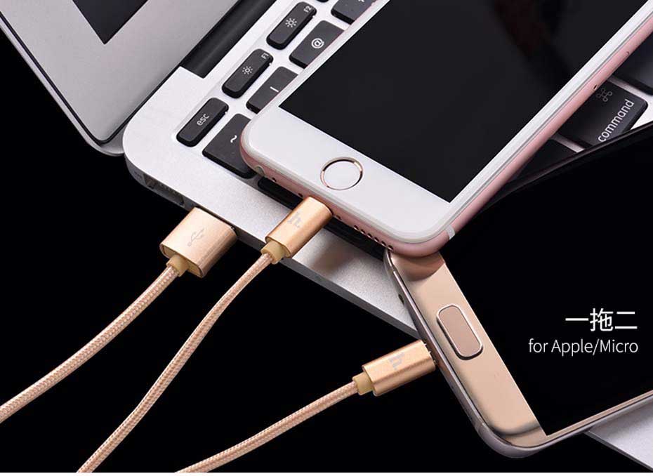 کابل شارژ دو سر هوکو Hoco X2 One Pull Two Knitted Charging Cable 1