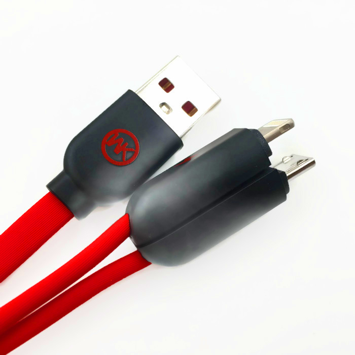 کابل تبديل USB به microUSB و لایتنینگ wk مدل 2in1