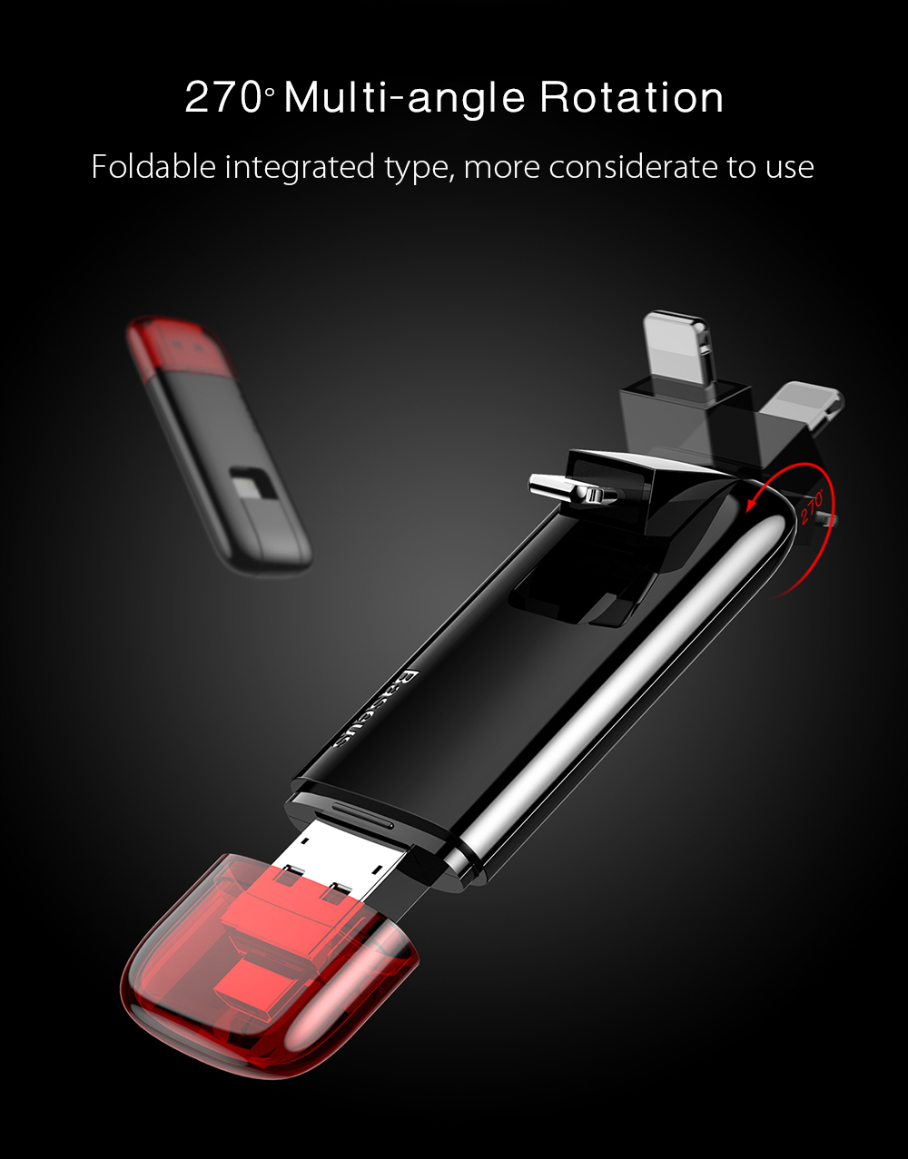 فلش مموری لایتنینگ و یو اس بی بیسوس Baseus IFlash Red Obsidian Z1 64 GB Lightening And USB Connector
