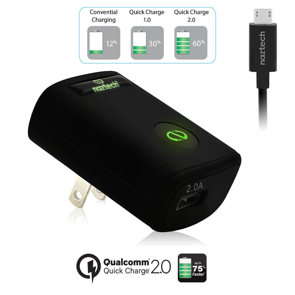 شارژر دیواری نزتک مدل Naztech N210 Qualcomm 2.0 همراه با کابل microUSB 1
