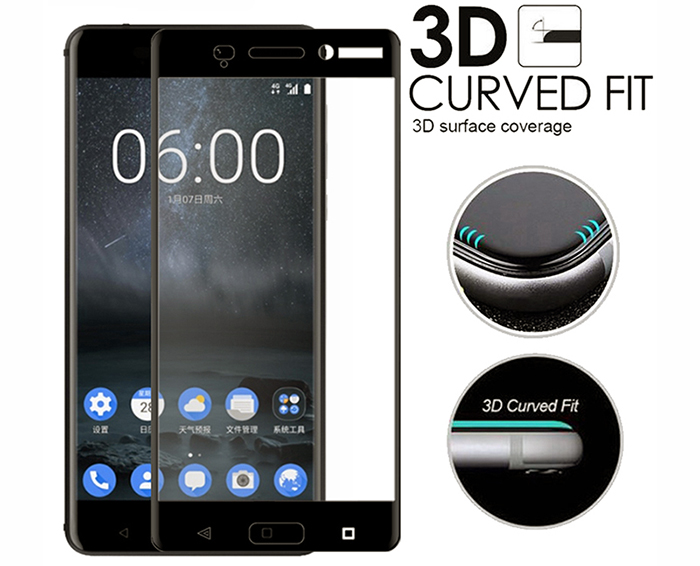 محافظ صفحه نمایش شیشه ای با پوشش کامل صفحه نمایش 3D Glass برای گوشی Nokia 3
